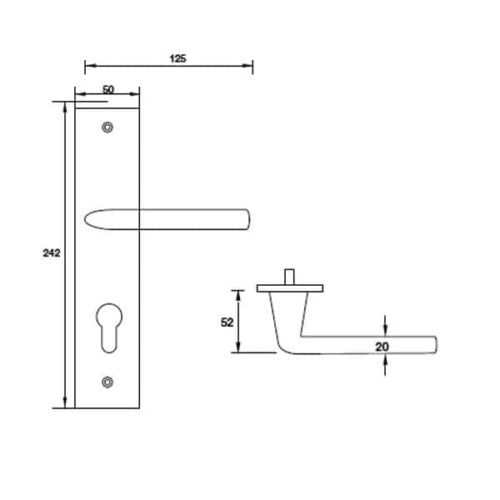 Tay nắm gạt đế dài C/C 72mm Hafele 903.98.465 3 Kích thước của tay nắm gạt đế dài C/C 72mm Hafele 903.98.465