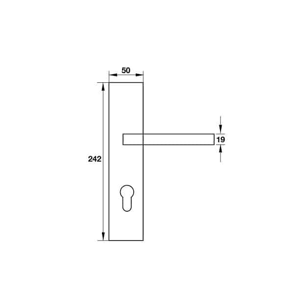 Kích thước của Tay nắm gạt đế dài C/C 72mm Hafele 903.99.303 Kích thước của Tay nắm gạt đế dài C/C 72mm Hafele 903.99.303