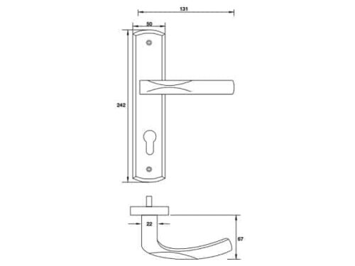 Tay nắm gạt đế dài mở phải C/C 72mm Hafele 903.98.462 3 Kích thước của tay nắm gạt đế dài mở phải C/C 72mm Hafele 903.98.462