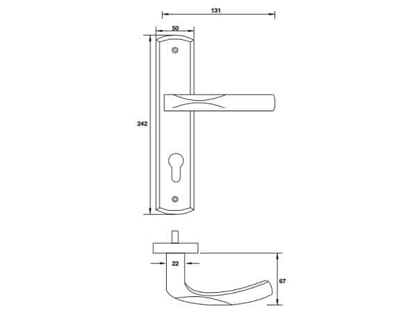 Kích thước của tay nắm gạt đế dài mở phải C/C 72mm Hafele 903.98.462 Kích thước của tay nắm gạt đế dài mở phải C/C 72mm Hafele 903.98.462