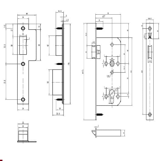 Kích thước của Thân khóa lưỡi gà C/C 72mm Hafele 911.25.101 Kích thước của Thân khóa lưỡi gà C/C 72mm Hafele 911.25.101