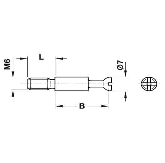 Kích thước của Thân ốc liên kết ván dày 12mm Hafele 262.27.941 Kích thước của Thân ốc liên kết ván dày 12mm Hafele 262.27.941