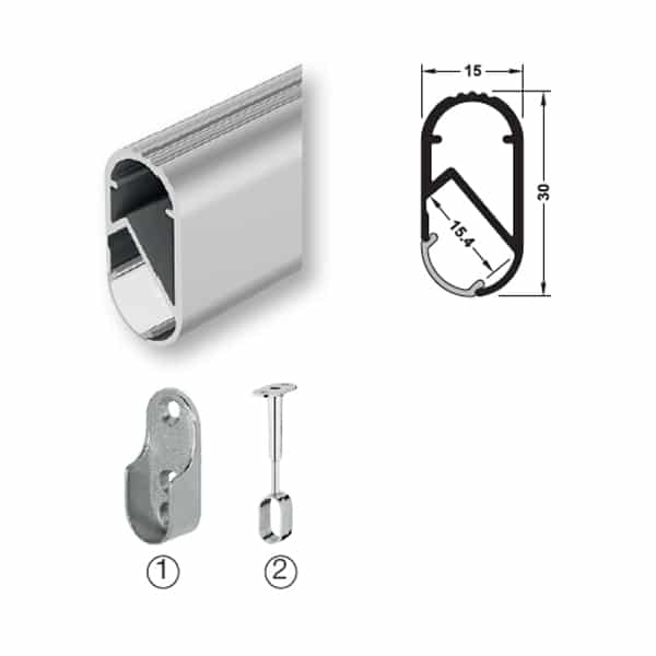 Thanh treo quần áo đầu Oval Hafele 833.72.790 Thanh treo quần áo đầu Oval Hafele 833.72.790