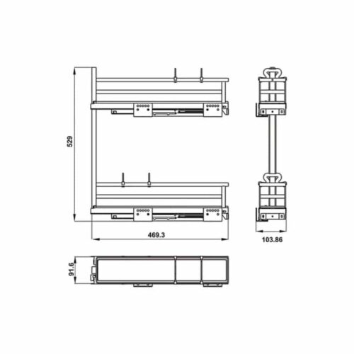 Bộ rổ gia vị Hafele Omero 549.20.841 200mm (phải) 5 Bộ rổ gia vị Hafele Omero 549.20.841 200mm (phải)