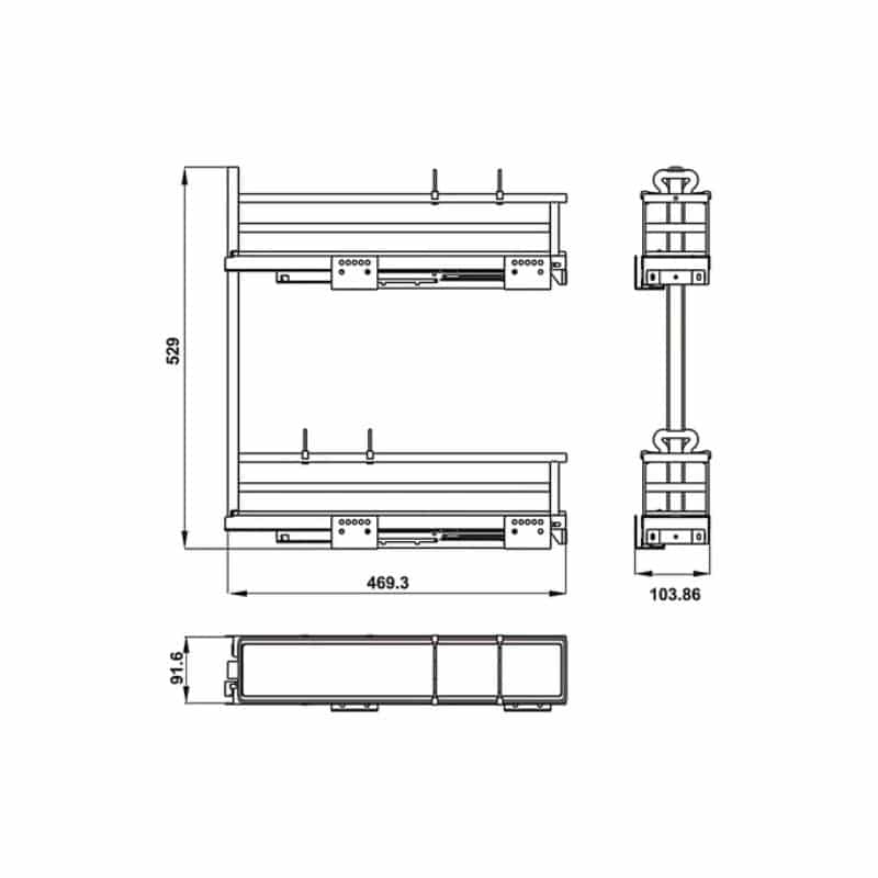 Bộ rổ gia vị Hafele Omero 549.20.841 200mm (phải) Bộ rổ gia vị Hafele Omero 549.20.841 200mm (phải)