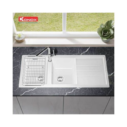 Chậu rửa bát Konox Granite Phoenix 1160 Silver 3 Chậu rửa bát Konox Granite Phoenix 1160 Silver