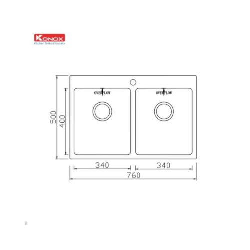 Chậu rửa bát Konox Topmount UNICO 7650 5 Thiết kế của Chậu rửa bát Konox Undermount UNICO 7650