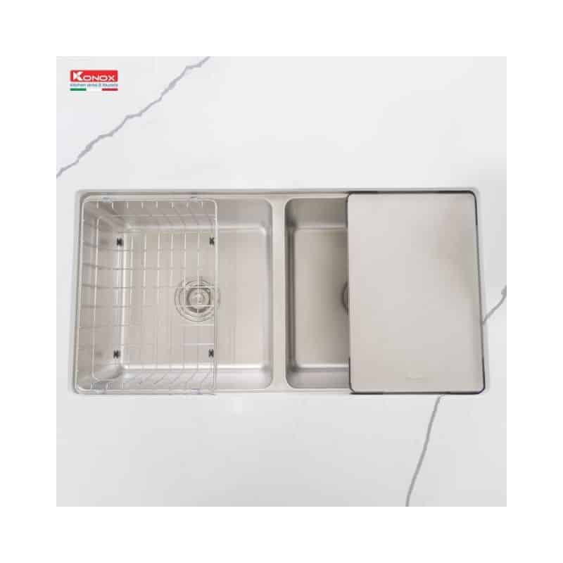 chau-rua-bat-konox-workstation-undermount-sink-kn8646du-dekor (2) Chậu rửa bát Konox Workstation - Undermount Sink KN8646DU Dekor