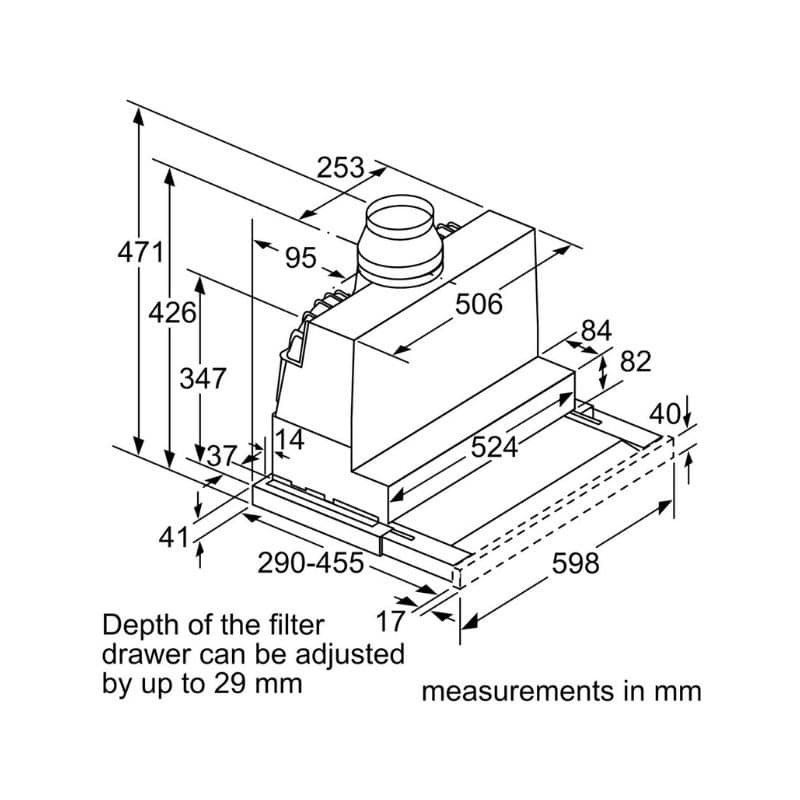 Kích thước máy hút mùi âm tủ Bosch DFS067A51B Kích thước máy hút mùi âm tủ Bosch DFS067A51B