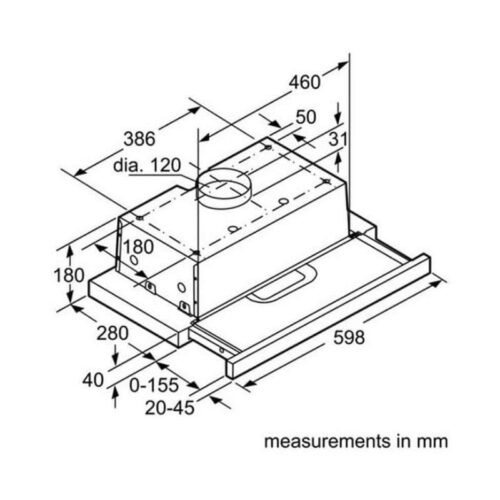 Máy hút mùi Bosch DHI623GSG 5 Kích thước máy hút mùi Bosch DHI623GSG 539.86.052