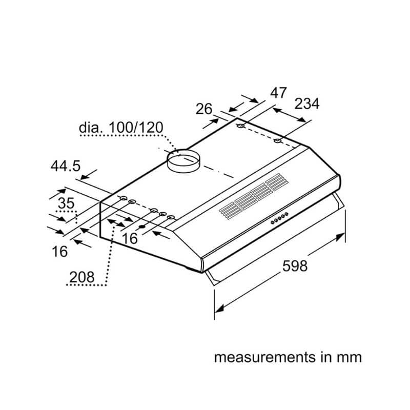 Kích thước máy hút mùi âm tủ Bosch DHU635HB Kích thước máy hút mùi âm tủ Bosch DHU635HB