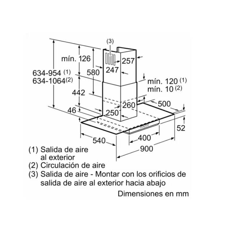 Kích thước máy hút mùi Bosch DWA09D650 Kích thước máy hút mùi Bosch DWA09D650