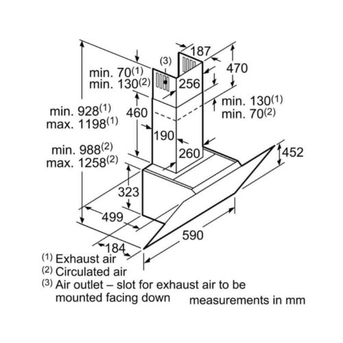 Hút mùi gắn tường Bosch DWK67CM60B 6 Kích thước hút mùi gắn tường Bosch DWK67CM60B