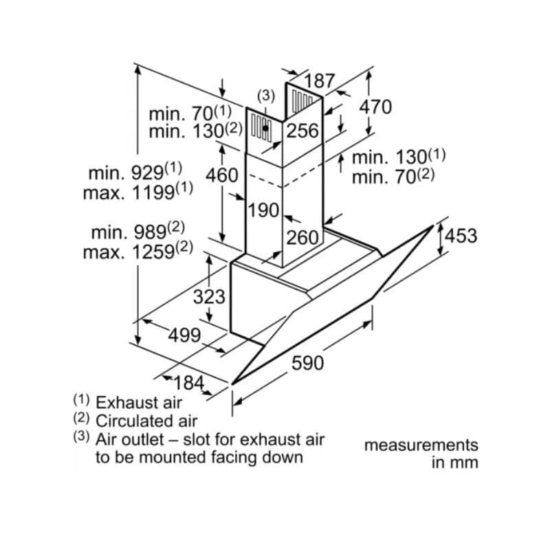 Kích thước máy hút mùi Bosch DWK67HM60B Kích thước máy hút mùi Bosch DWK67HM60B
