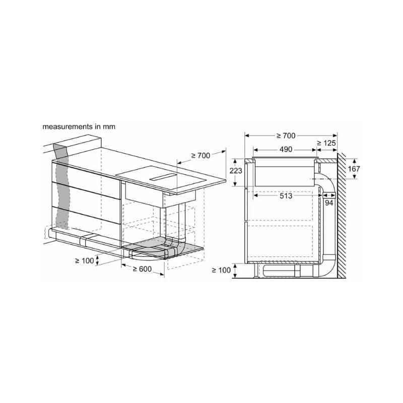 Kích thước lắp bếp từ 4 vùng nấu kết hợp hút mùi Bosch PVQ731F15E Kích thước lắp bếp từ 4 vùng nấu kết hợp hút mùi Bosch PVQ731F15E