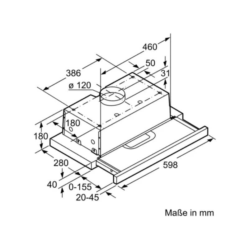 Kích thước máy hút mùi Bosch DHI625T Kích thước máy hút mùi Bosch DHI625T