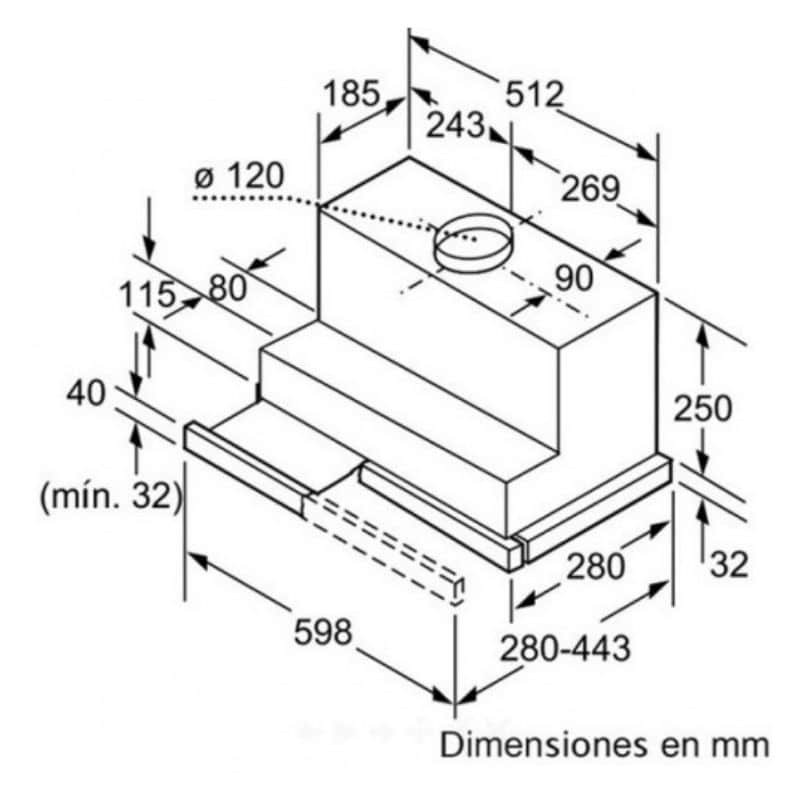 Kích thước máy hút mùi Bosch DHI645HX Kích thước máy hút mùi Bosch DHI645HX