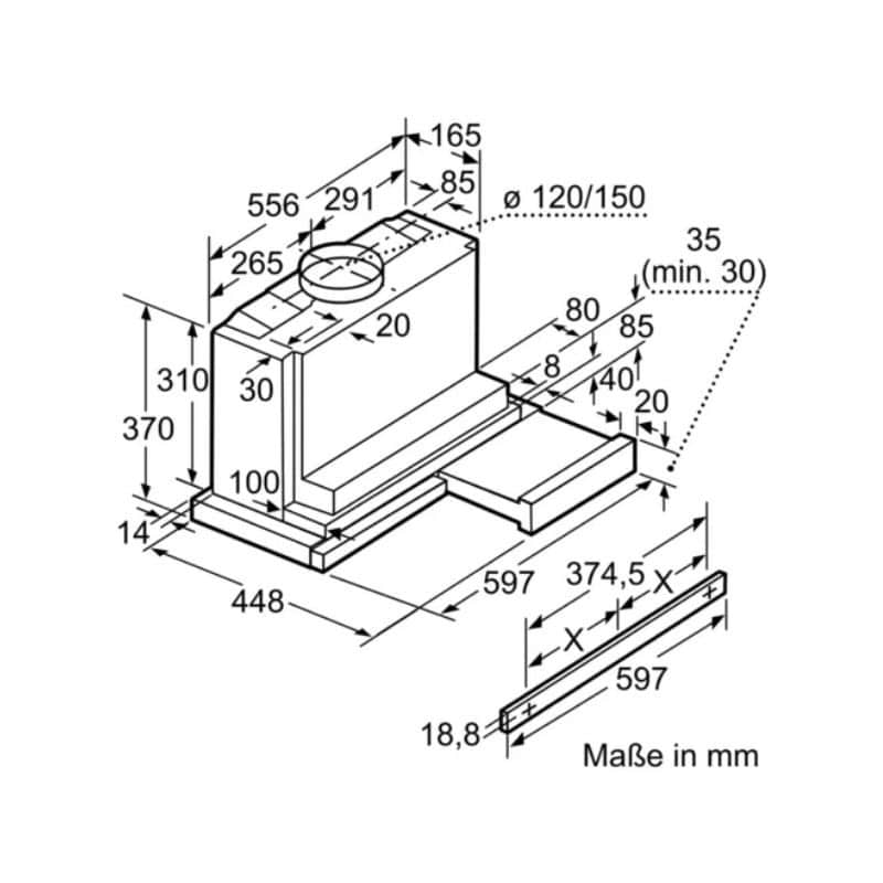 Kích thước máy hút mùi Bosch DHI655FX Kích thước máy hút mùi Bosch DHI655FX
