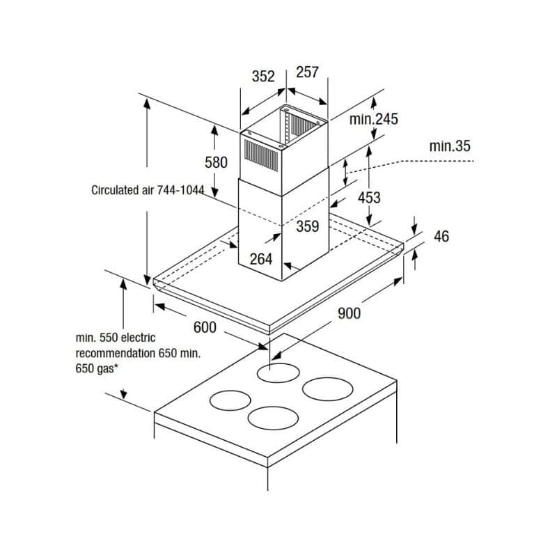 Kích thước máy hút mùi Bosch DWB06D650 Kích thước máy hút mùi Bosch DWB06D650