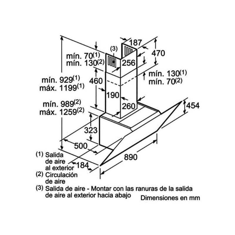 Kích thước máy hút mùi treo tường Bosch DWK97IM20 Kích thước máy hút mùi treo tường Bosch DWK97IM20