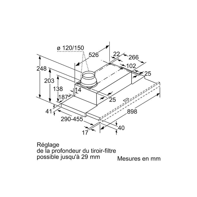 Kích thước máy hút mùi Bosch DFM094W53 Kích thước máy hút mùi Bosch DFM094W53