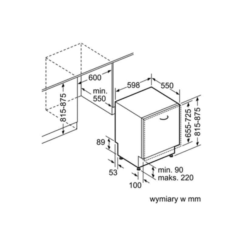Kích thước máy rửa bát âm toàn phần Bosch SMV46MX03E Kích thước máy rửa bát âm toàn phần Bosch SMV46MX03E