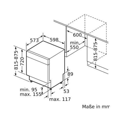 Máy rửa bát Bosch SMU6ZCS49E Serie 6 8 Kích thước máy rửa bát Bosch SMU6ZCS49E Serie 6