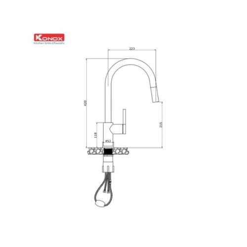 Vòi rút dây Konox ALTO BLACK 4 THiết kế của Vòi rút dây Konox ALTO BLACK