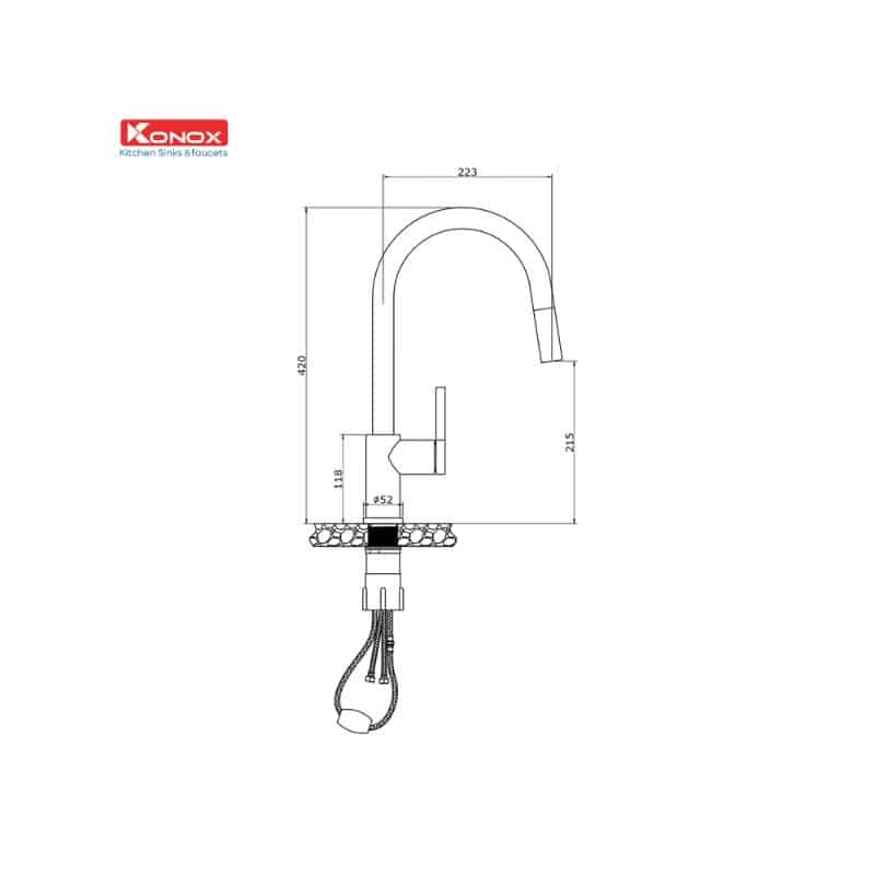 Thiết kế của Vòi rút dây Konox ALTO CHROME Thiết kế của Vòi rút dây Konox ALTO CHROME