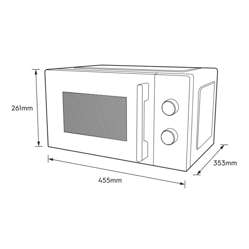 Kích thước lò vi sóng mini 20L Electrolux EMM20K22W Kích thước lò vi sóng mini 20L Electrolux EMM20K22W