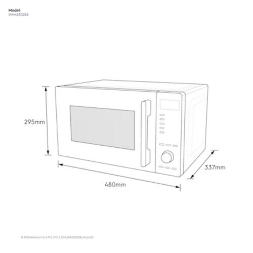 Lò vi sóng mini 23L Electrolux EMM23D22B 5 kích thước lò vi sóng mini 23L Electrolux EMM23D22B