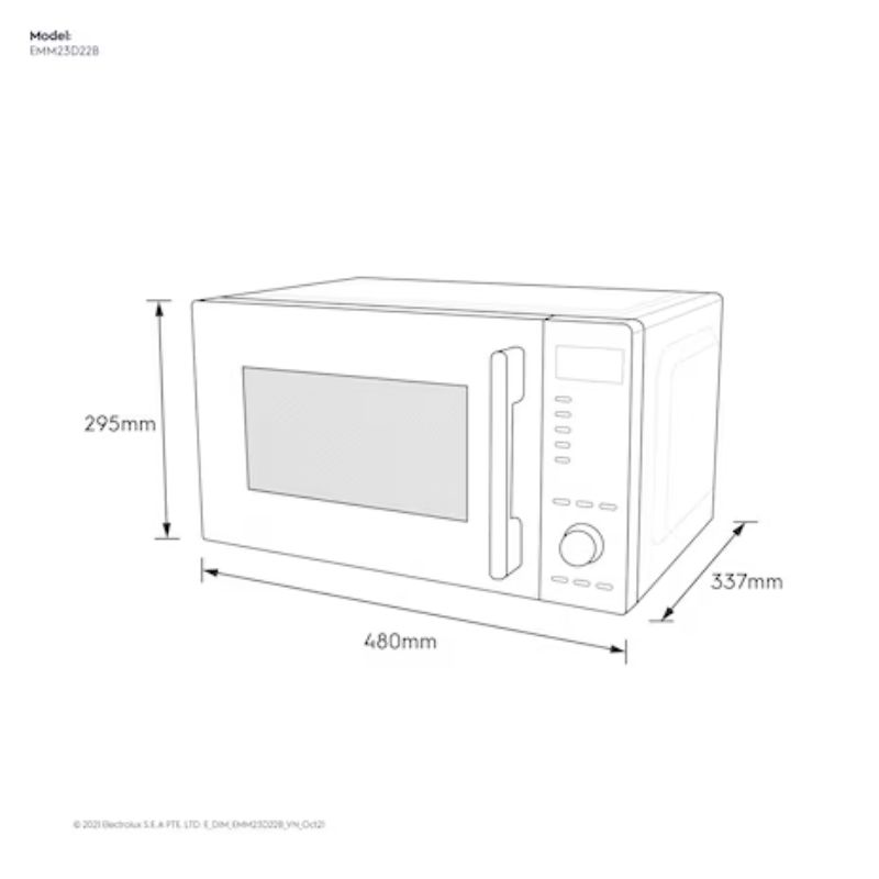 kích thước lò vi sóng mini 23L Electrolux EMM23D22B kích thước lò vi sóng mini 23L Electrolux EMM23D22B