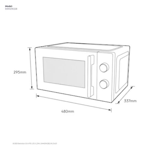 Lò vi sóng mini 23L Electrolux EMM23K22B 5 Kích thước lò vi sóng mini 23L Electrolux EMM23K22B