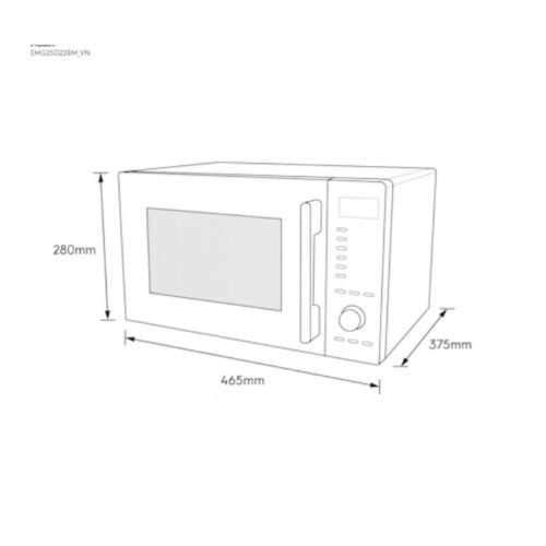 Lò vi sóng mini có nướng đối lưu 25L Electrolux EMG25D22BM 5 Kích thước lò vi sóng mini có nướng đối lưu 25L Electrolux EMG25D22BM