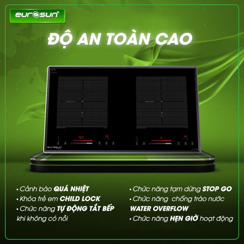 tính năng an toàn của của bếp từ Eurosun EU-T798Pro tính năng an toàn của của bếp từ Eurosun EU-T798Pro