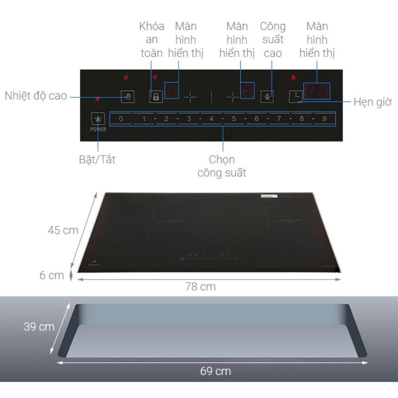 Kích thước bếp từ đôi Pramie PRMY-IPP6588 lắp âm Kích thước bếp từ đôi Pramie PRMY-IPP6588 lắp âm