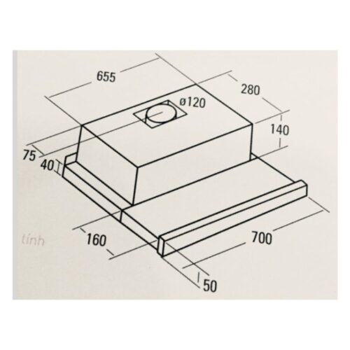 Máy hút mùi âm tủ Pramie ALP9-700 Air 7 Kích thước máy hút mùi âm tủ Pramie ALP9-700 Air