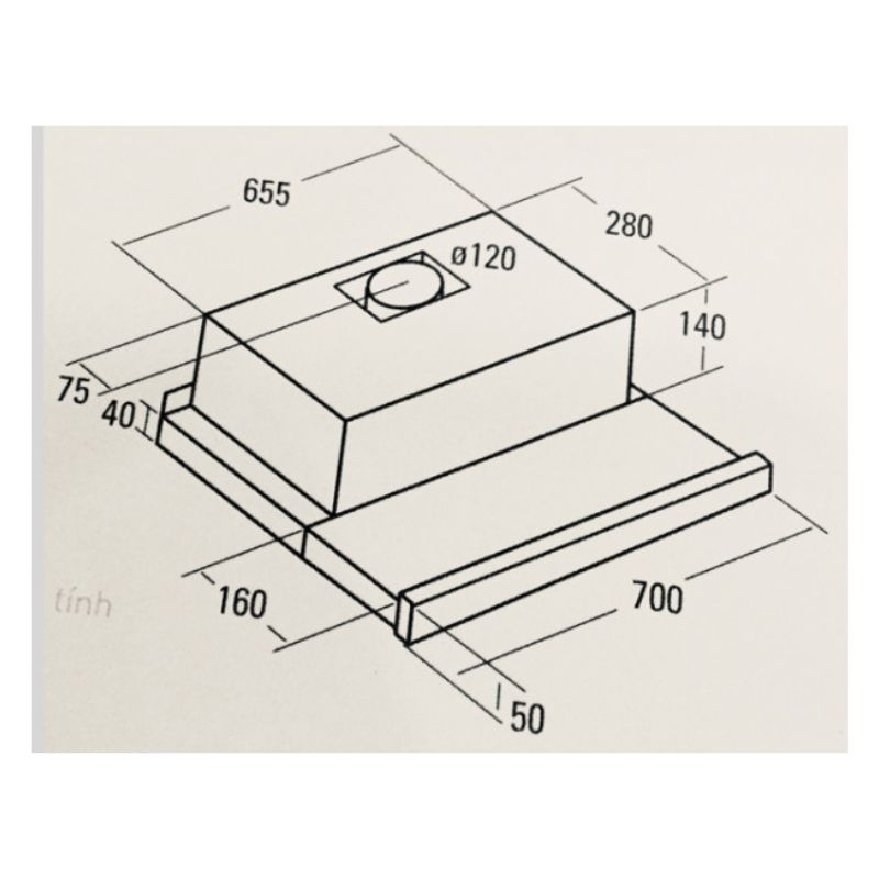 Kích thước máy hút mùi âm tủ Pramie ALP9-700 Air Kích thước máy hút mùi âm tủ Pramie ALP9-700 Air