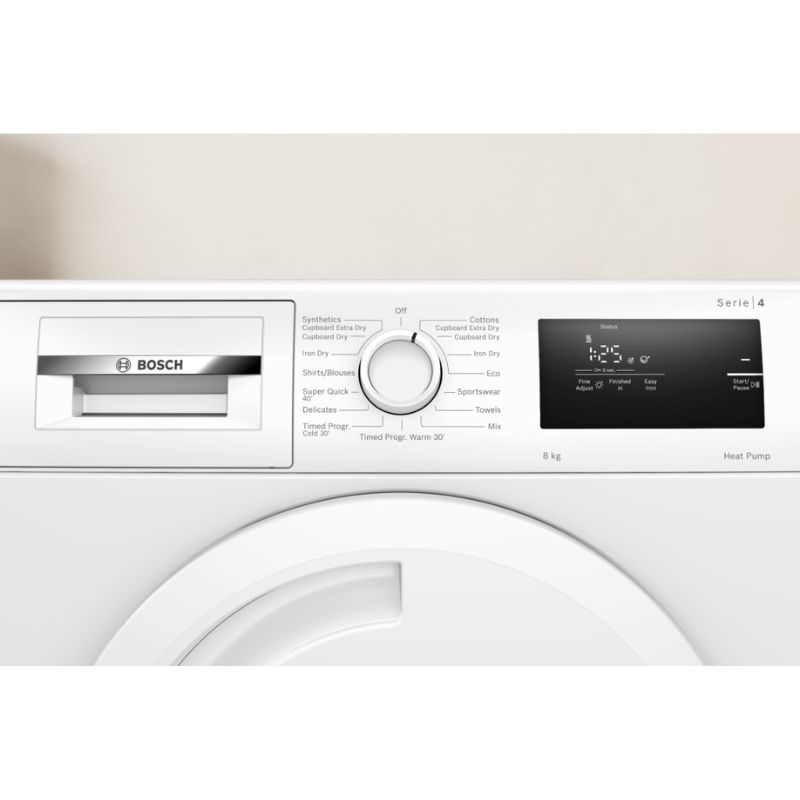 Bảng điều khiển của máy sấy quần áo Bosch WTH83028SG serie 4 Bảng điều khiển của máy sấy quần áo Bosch WTH83028SG serie 4