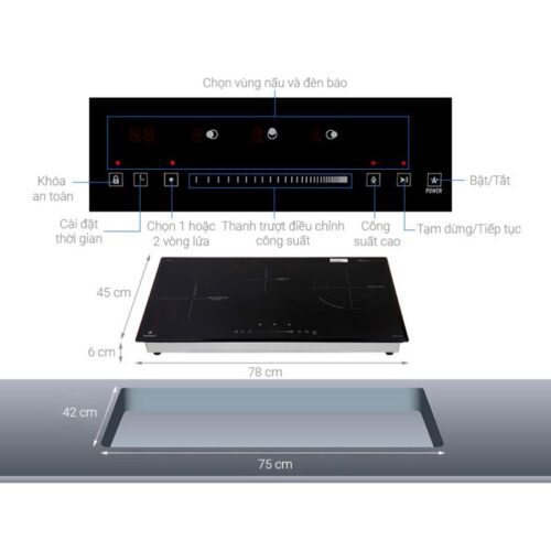 Bếp từ kết hợp hồng ngoại Pramie PRTH-3201 3 vùng nấu lắp âm 6 Cấu tạo bếp từ kết hợp hồng ngoại Pramie PRTH-3201 3 vùng nấu lắp âm
