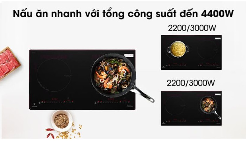 Bếp từ đôi Pramie PRMY-2205 lắp âm 9 Công suất bếp từ đôi Pramie PRMY-2205 lắp âm