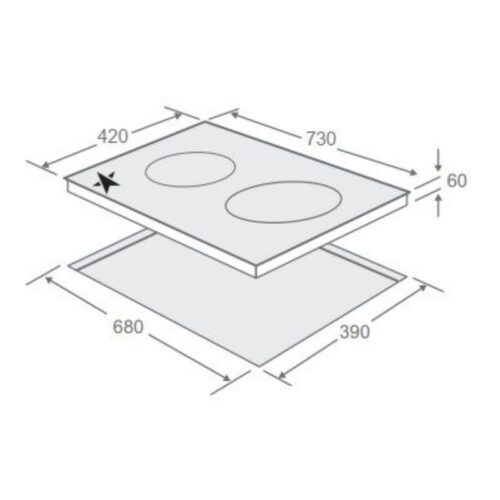 Bếp từ kết hợp hồng ngoại Pramie PRMY-2105 2 vùng nấu lắp âm 7 Kích thước bếp từ kết hợp hồng ngoại Pramie PRMY-2105 2 vùng nấu lắp âm