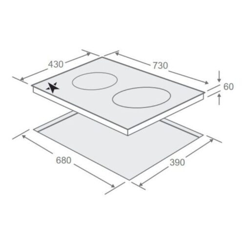 Bếp từ kết hợp hồng ngoại Pramie PRMY-2108 2 vùng nấu lắp âm 8 Kích thước bếp từ kết hợp hồng ngoại Pramie PRMY-2108 2 vùng nấu lắp âm