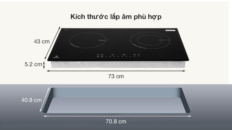 Bếp từ kết hợp hồng ngoại Pramie PRTH-2101 2 vùng nấu lắp âm 10 Kích thước bếp từ kết hợp hồng ngoại Pramie PRTH-2101 2 vùng nấu lắp âm