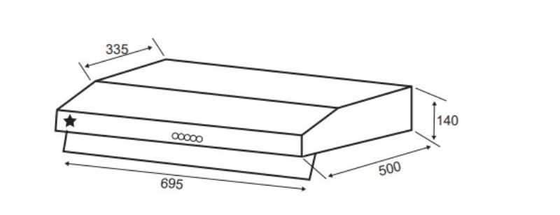 Máy hút mùi âm tủ Pramie CL9S - 700 Pro 5 Kích thước máy hút mùi âm tủ Pramie CL9S - 700 Pro