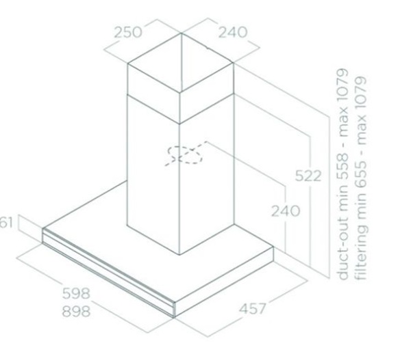 Máy hút mùi áp tường Elica ADÉLE BLIX/A/60 PRF0167314 7 Kích thước máy hút mùi áp tường Elica ADÉLE BLIX/A/60 PRF0167314