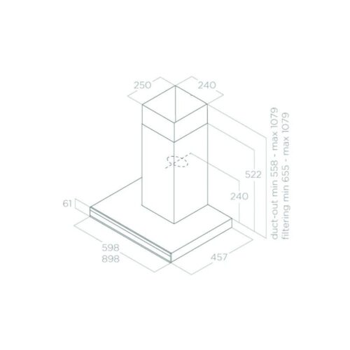 Máy hút mùi áp tường Elica ADÉLE BLIX/A/90 PRF0167315 5 Kích thước máy hút mùi áp tường Elica ADÉLE BLIX/A/90 PRF0167315
