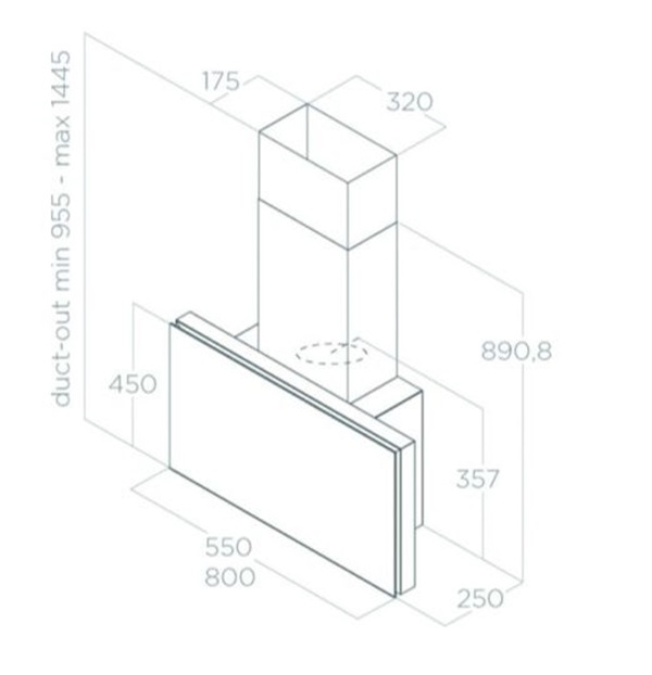 Máy hút mùi áp tường Elica PLAT BL/F/55 PRF0164946 8 Kích thước máy hút mùi áp tường Elica PLAT BL/F/55 PRF0164946