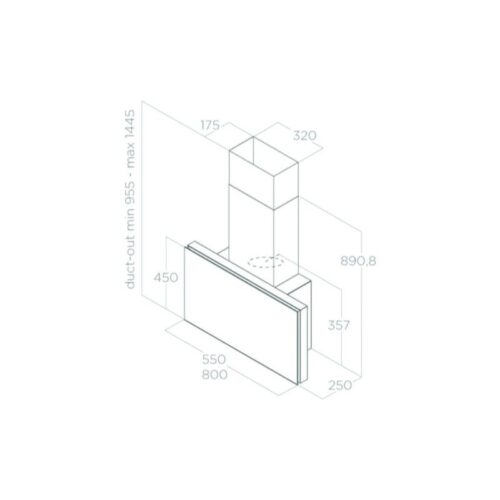 Máy hút mùi áp tường Elica PLAT BL/F/80 PRF0164874 5 Kích thước máy hút mùi áp tường Elica PLAT BL/F/80 PRF0164874