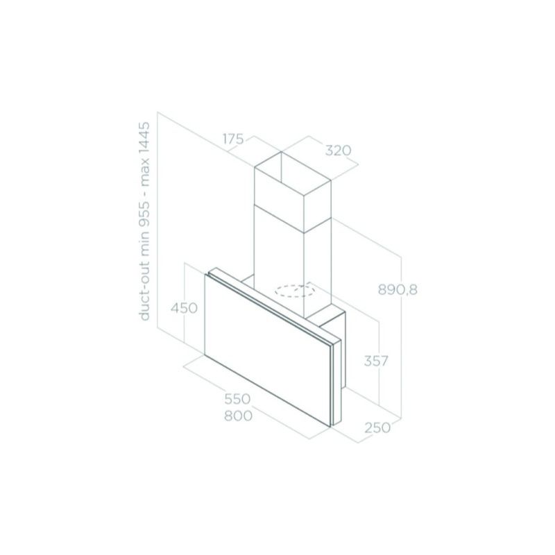 Kích thước máy hút mùi áp tường Elica PLAT WH/F/55 PRF0165707 Kích thước máy hút mùi áp tường Elica PLAT WH/F/55 PRF0165707